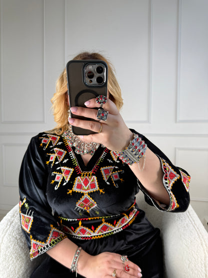 Robe kabyle en velours – Modèle Feriel