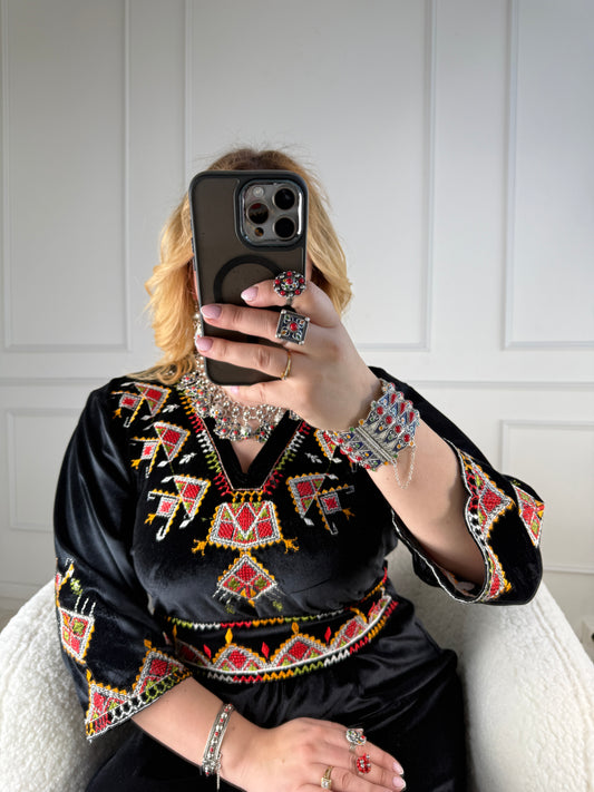 Robe kabyle en velours – Modèle Feriel