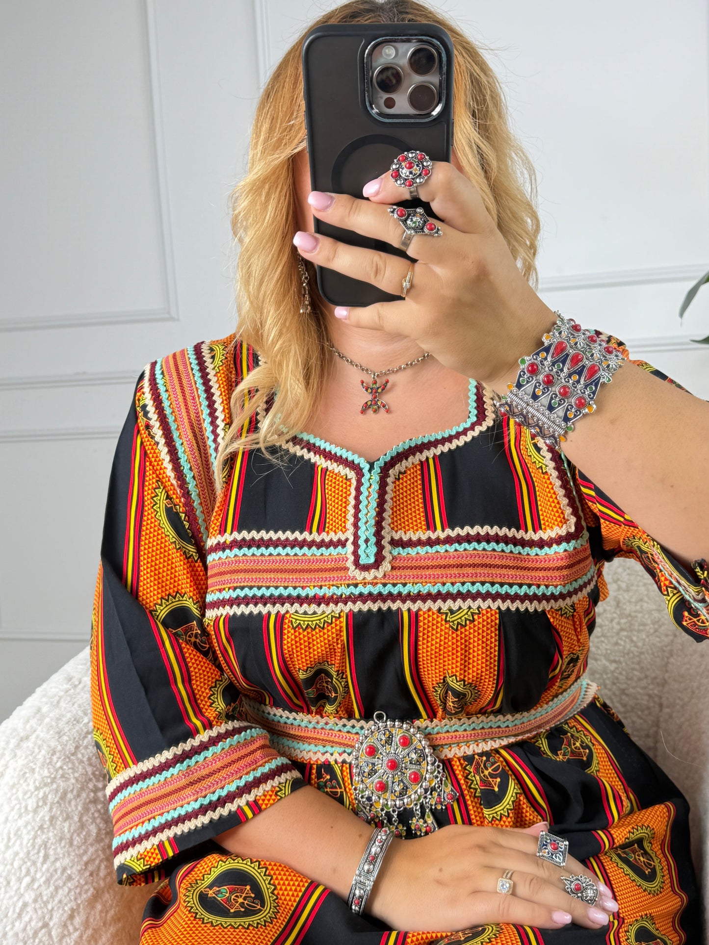 Robe de maison kabyle — Modèle Malha Demi manche Yelli